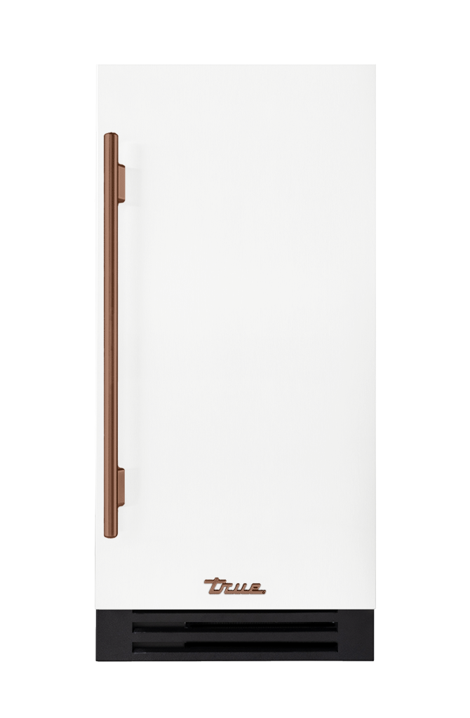 ADA Height Clear Ice Machine, Right Hinged, Matte White, Copper Hardware TUIADA15RSA030H03
