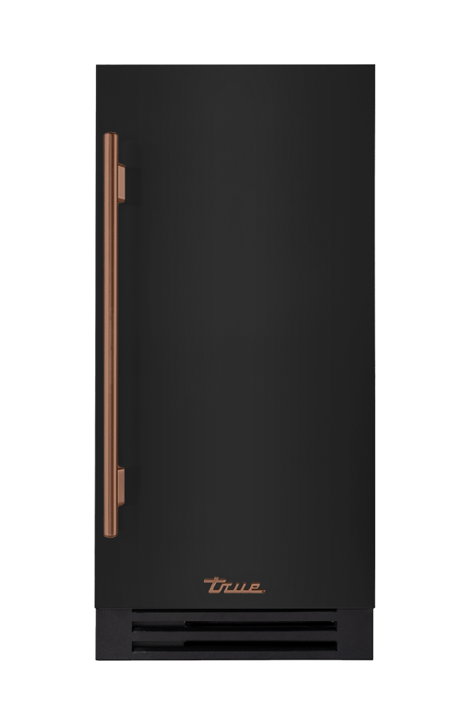 ADA Height Clear Ice Machine, Right Hinged, Gloss Black, Copper Hardware TUIADA15RSA044H03