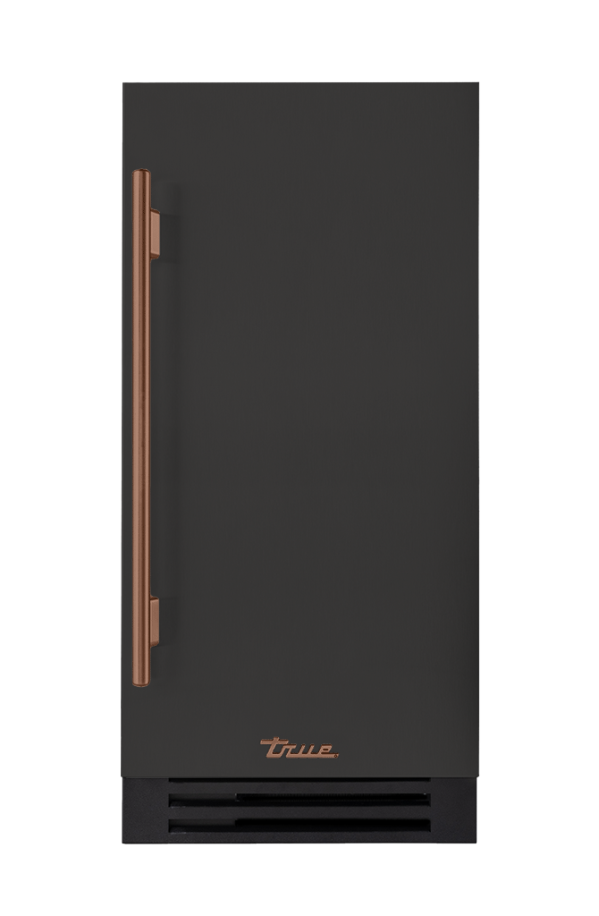 ADA Height Clear Ice Machine, Right Hinged, Ultra Matte Black, Copper Hardware TUIADA15RSA085H03