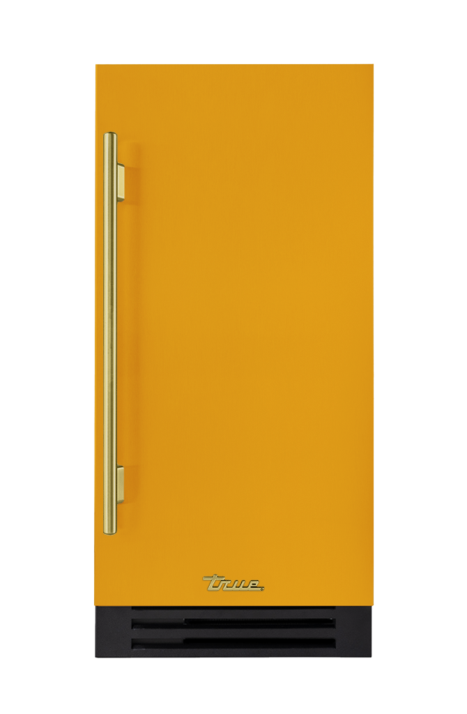 ADA Height Clear Ice Machine, Right Hinged, Saffron, Brass Hardware TUIADA15RSA103H01