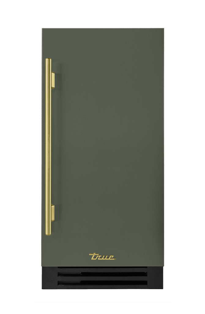 ADA Height Clear Ice Machine, Right Hinged, Olive, Brass Hardware TUIADA15RSA238H01