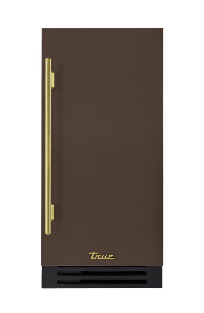 ADA Height Clear Ice Machine, Right Hinged, Espresso, Brass Hardware TUIADA15RSA305H01