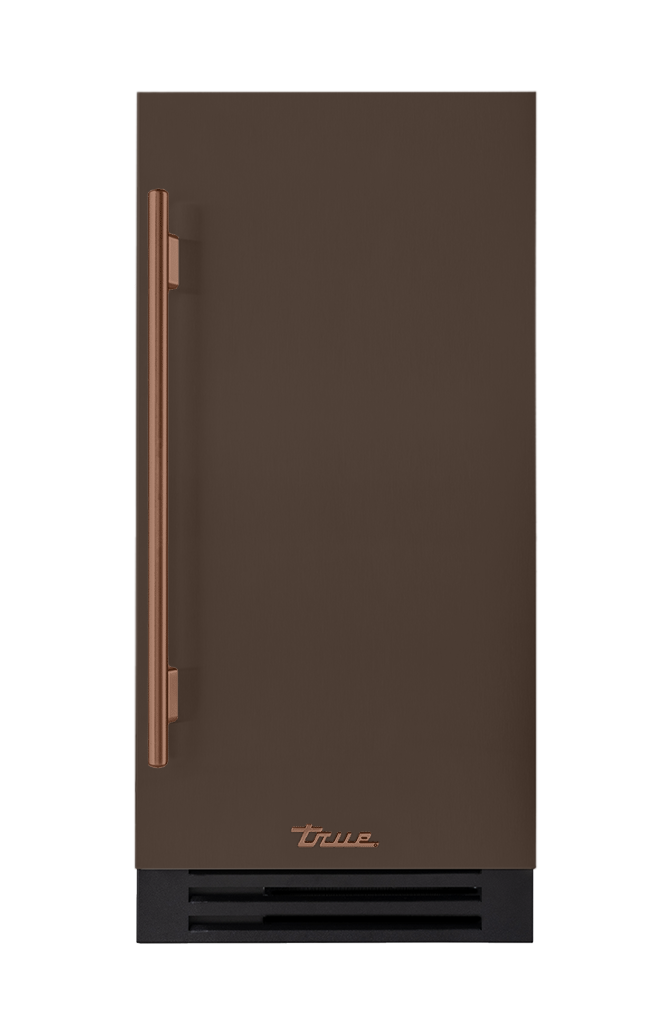 ADA Height Clear Ice Machine, Right Hinged, Espresso, Copper Hardware TUIADA15RSA305H03