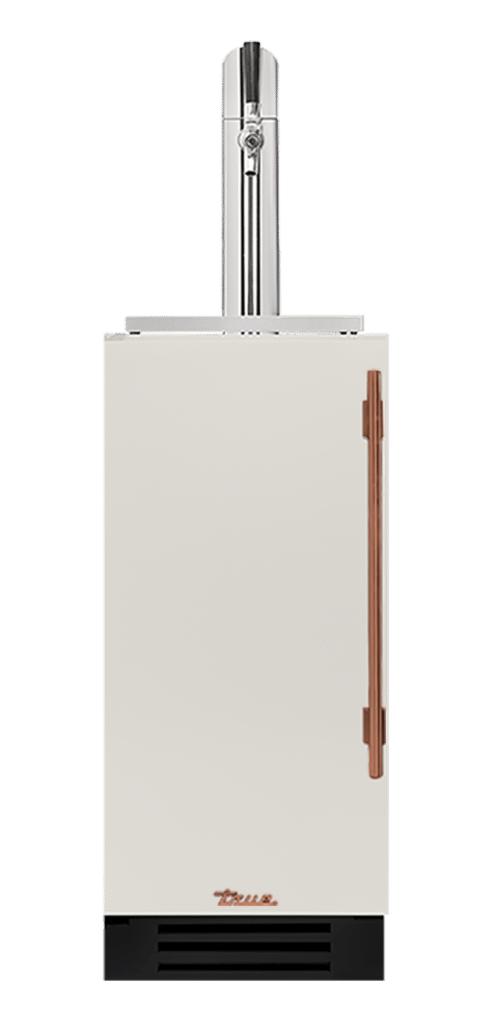 Undercounter Beverage Dispenser, Left Hinged, Antique White, Copper Hardware TUR15BDLOPCDSK050H03