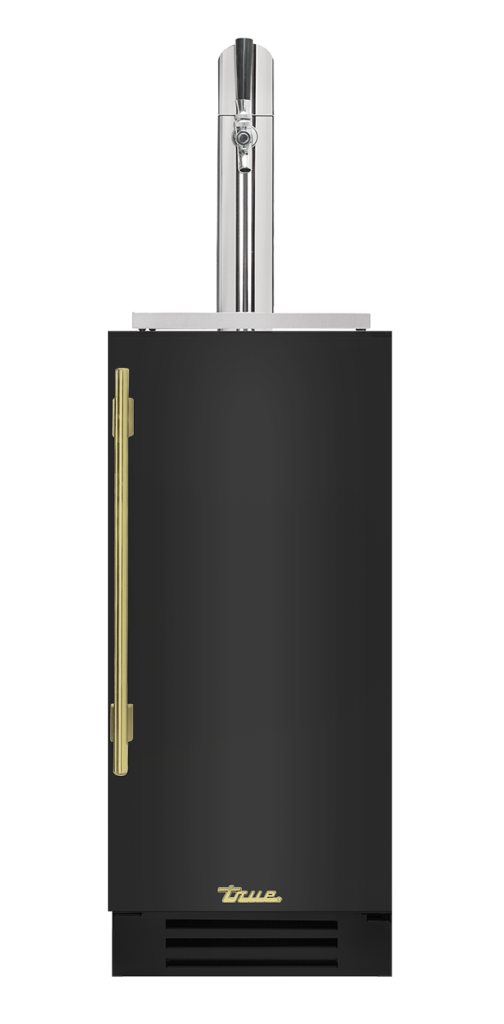 Undercounter Beverage Dispenser, Right Hinged, Gloss Black, Brass Hardware TUR15BDROPCDSK044H01