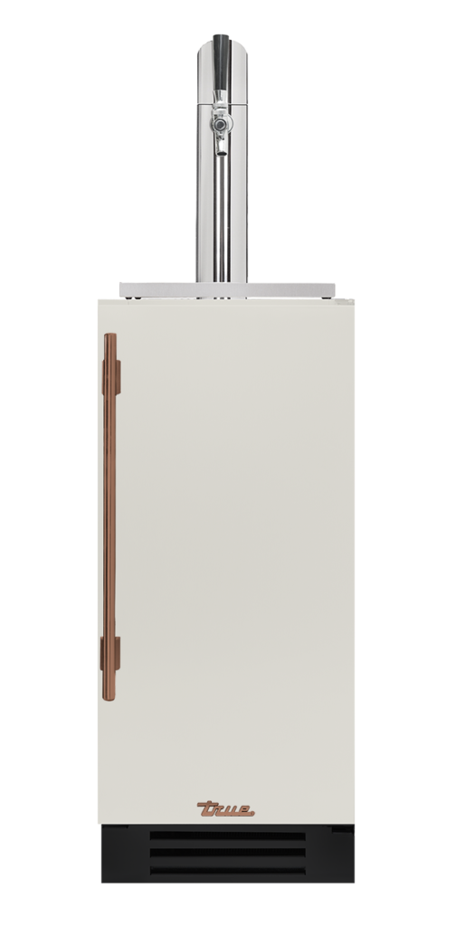 Undercounter Beverage Dispenser, Right Hinged, Antique White, Copper Hardware TUR15BDROPCDSK050H03