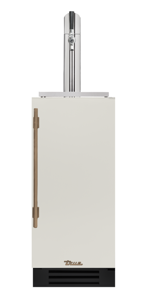 Undercounter Beverage Dispenser, Right Hinged, Antique White, Gold Hardware TUR15BDROPCDSK050H08