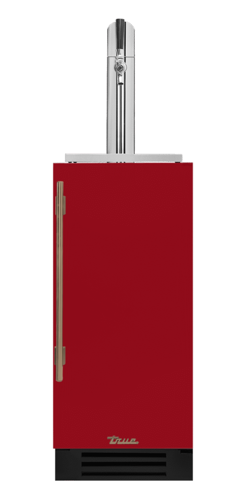 Undercounter Beverage Dispenser, Right Hinged, Crimson, Gold Hardware TUR15BDROPCDSK193H08