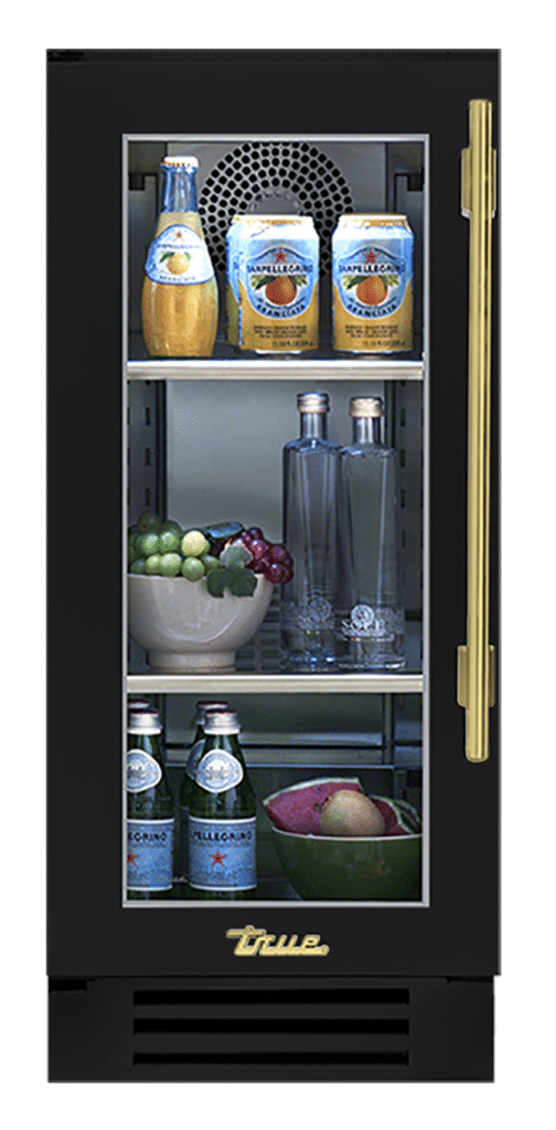 Undercounter Refrigerator, Left Hinged, Matte Black, Brass Hardware TUR15LOGCDSK027H01