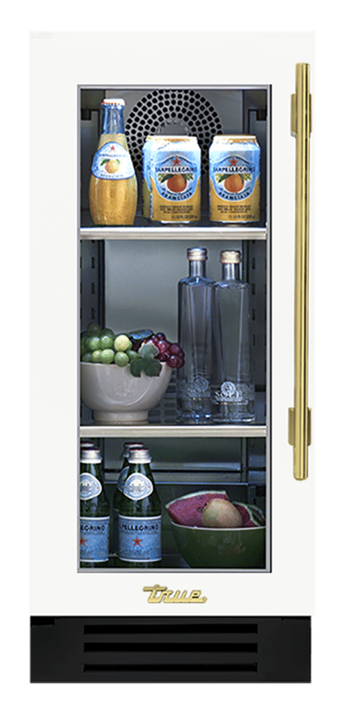 Undercounter Refrigerator, Left Hinged, Matte White, Brass Hardware TUR15LOGCDSK030H01