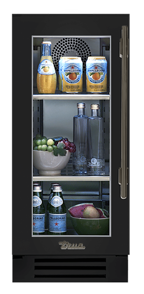 Undercounter Refrigerator, Left Hinged, Gloss Black, Pewter Hardware TUR15LOGCDSK044H05
