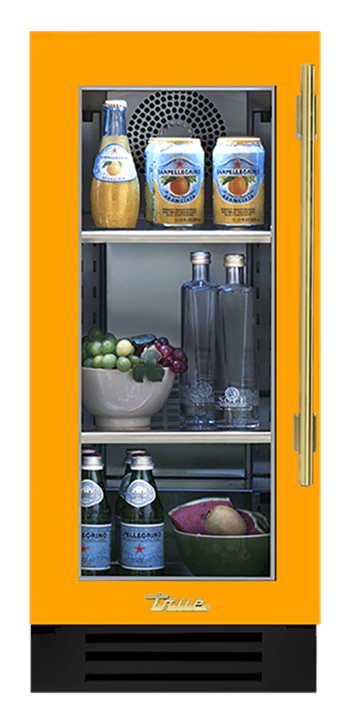 Undercounter Refrigerator, Left Hinged, Saffron, Brass Hardware TUR15LOGCDSK103H01