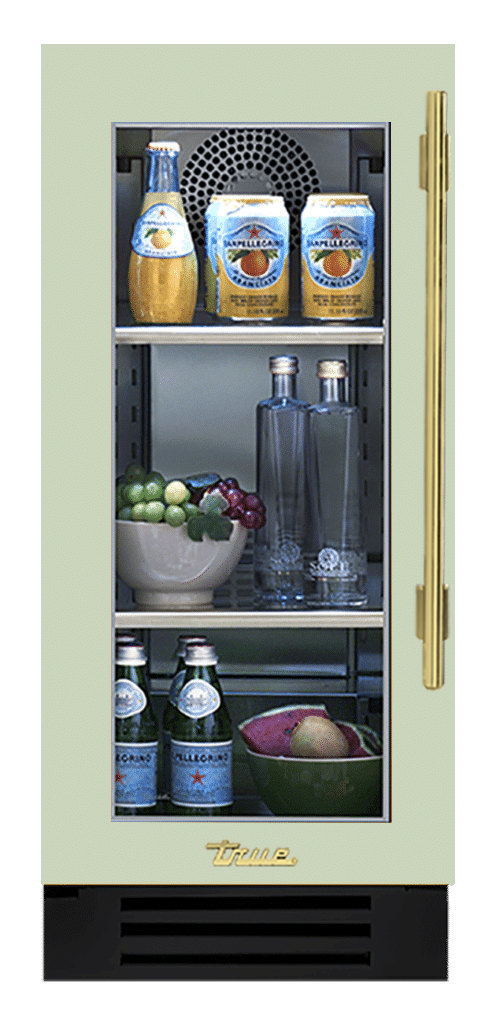 Undercounter Refrigerator, Left Hinged, Sage, Brass Hardware TUR15LOGCDSK129H01