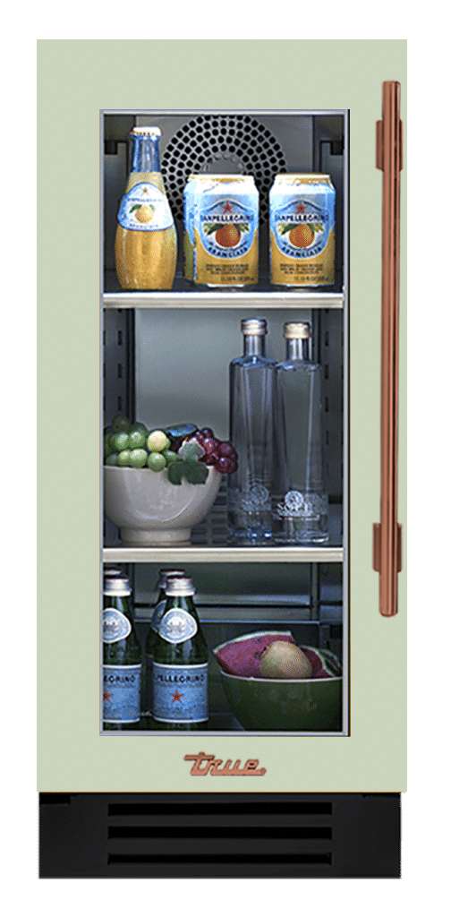 Undercounter Refrigerator, Left Hinged, Sage, Copper Hardware TUR15LOGCDSK129H03