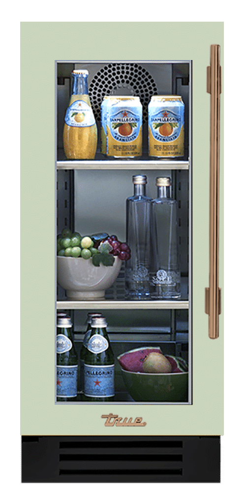 Undercounter Refrigerator, Left Hinged, Sage, Gold Hardware TUR15LOGCDSK129H08