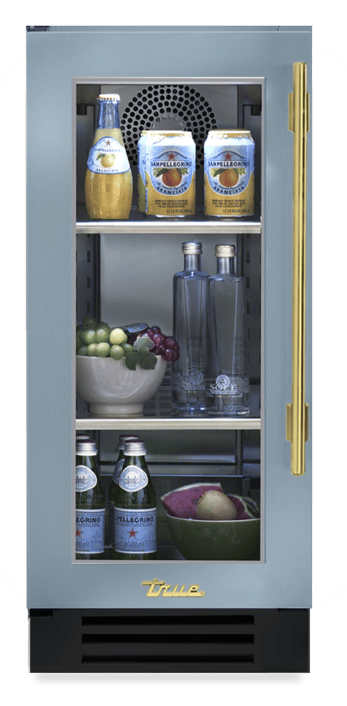 Undercounter Refrigerator, Left Hinged, Bluestone, Brass Hardware TUR15LOGCDSK152H01
