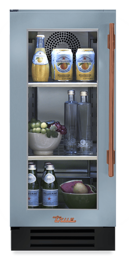 Undercounter Refrigerator, Left Hinged, Bluestone, Copper Hardware TUR15LOGCDSK152H03