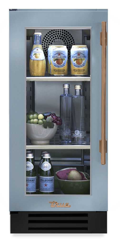 Undercounter Refrigerator, Left Hinged, Bluestone, Gold Hardware TUR15LOGCDSK152H08