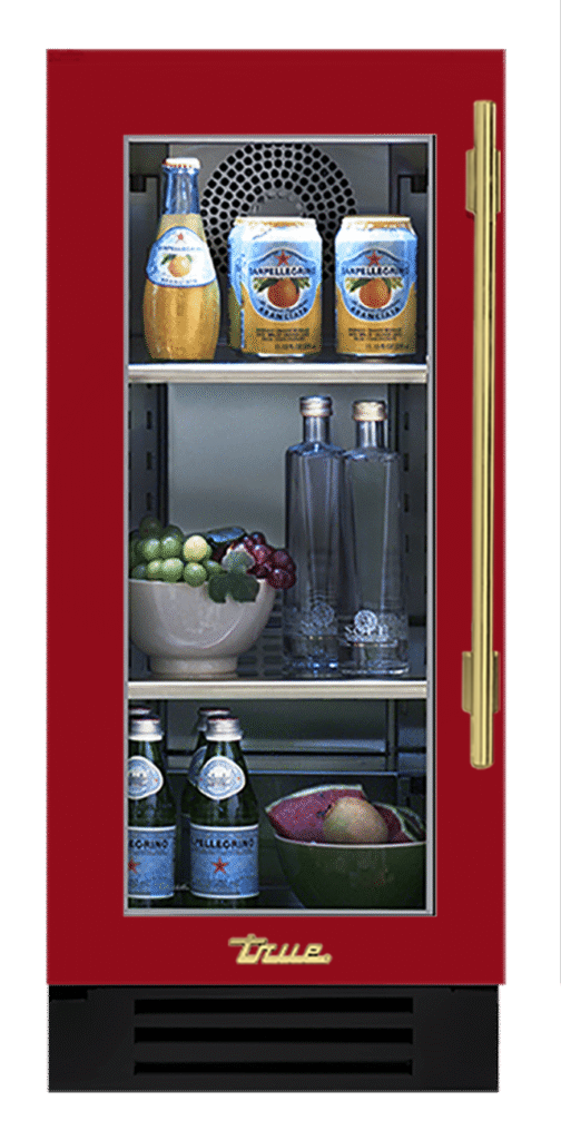 Undercounter Refrigerator, Left Hinged, Crimson, Brass Hardware TUR15LOGCDSK193H01