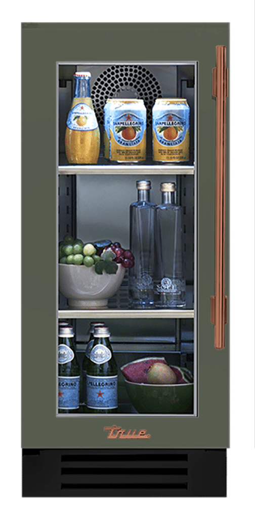 Undercounter Refrigerator, Left Hinged, Olive, Copper Hardware TUR15LOGCDSK238H03