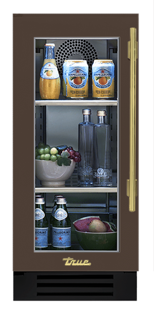 Undercounter Refrigerator, Left Hinged, Espresso, Brass Hardware TUR15LOGCDSK305H01