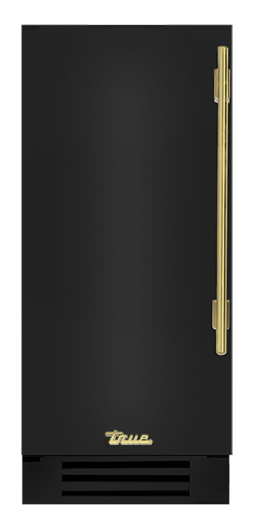 Undercounter Refrigerator, Left Hinged, Gloss Black, Brass Hardware TUR15LOPCDSK044H01