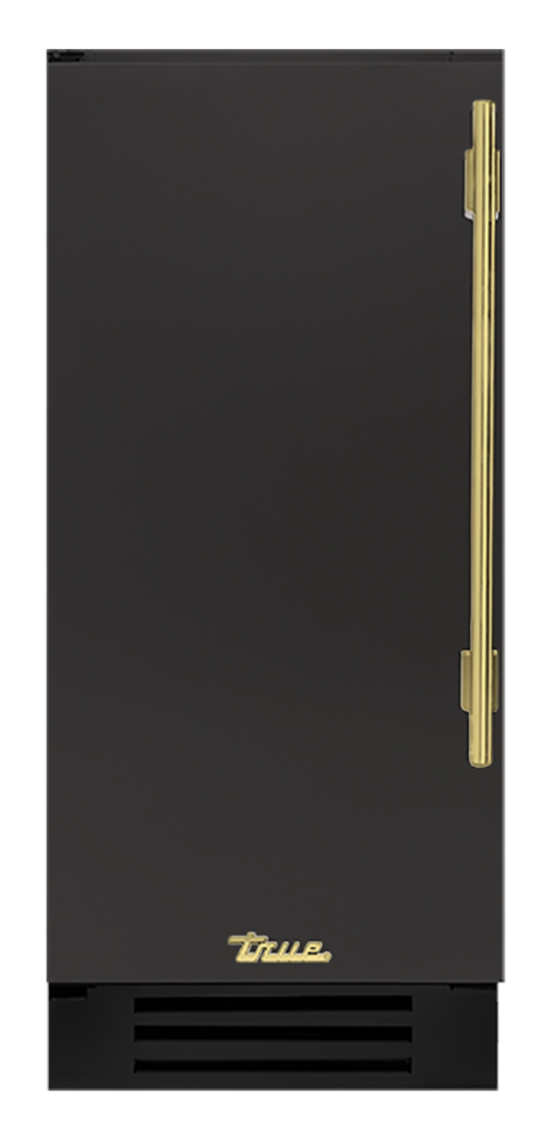 Undercounter Refrigerator, Left Hinged, Ultra Matte Black, Brass Hardware TUR15LOPCDSK085H01
