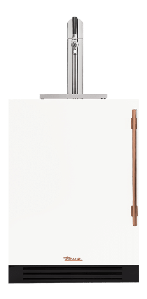 Undercounter Beverage Dispenser, Left Hinged, Matte White, Copper Hardware TUR24BDLOPCDSK030H03
