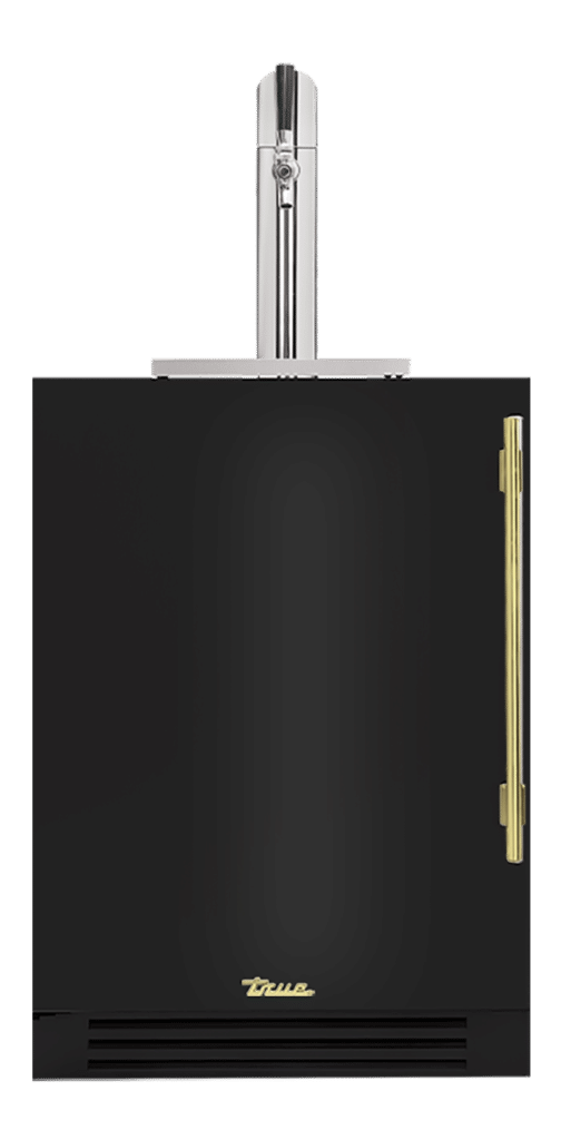 Undercounter Beverage Dispenser, Left Hinged, Gloss Black, Brass Hardware TUR24BDLOPCDSK044H01