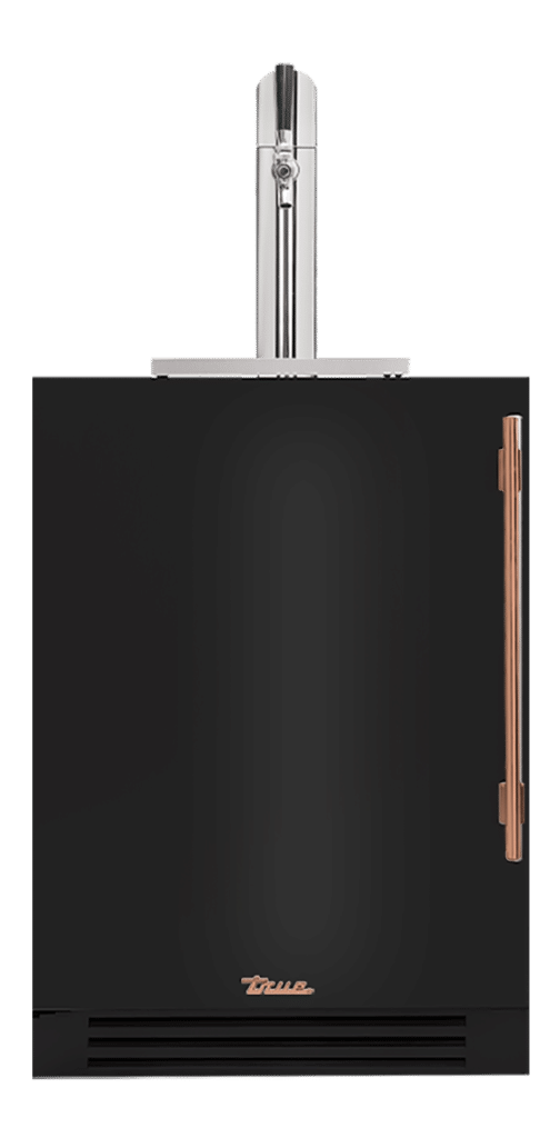 Undercounter Beverage Dispenser, Left Hinged, Gloss Black, Copper Hardware TUR24BDLOPCDSK044H03
