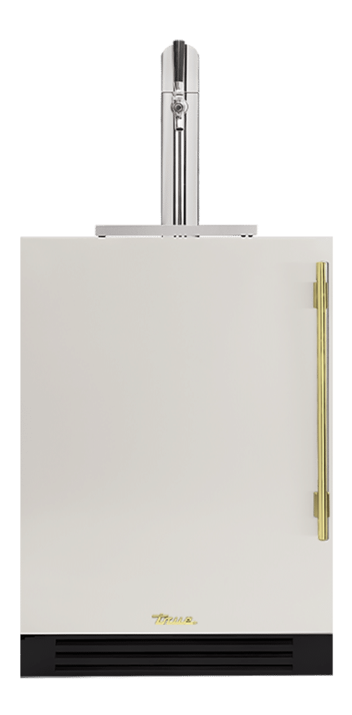 Undercounter Beverage Dispenser, Left Hinged, Antique White, Brass Hardware TUR24BDLOPCDSK050H01