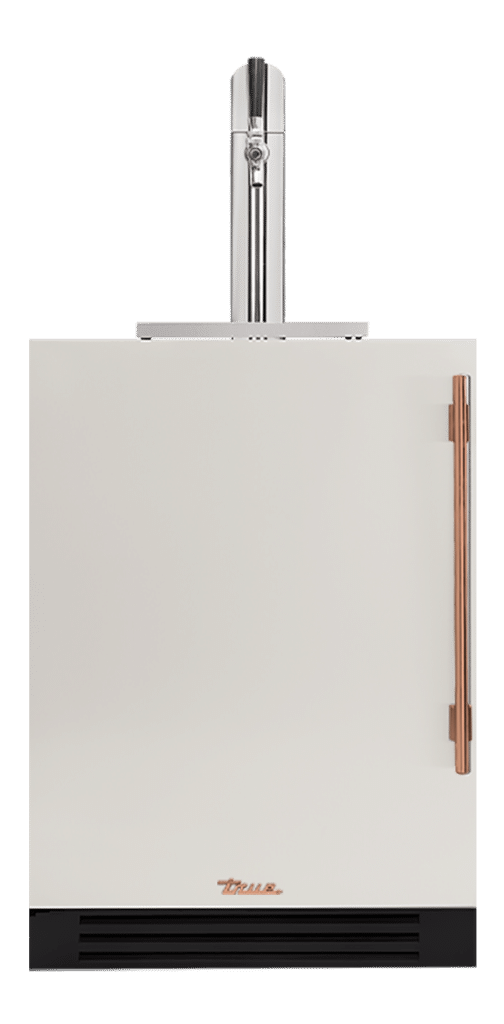 Undercounter Beverage Dispenser, Left Hinged, Antique White, Copper Hardware TUR24BDLOPCDSK050H03