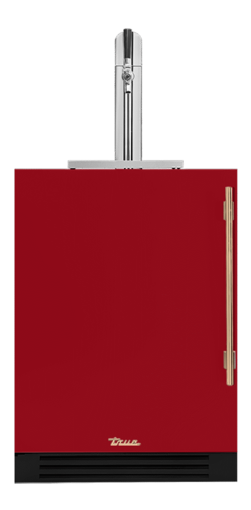 Undercounter Beverage Dispenser, Left Hinged, Crimson, Gold Hardware TUR24BDLOPCDSK193H08