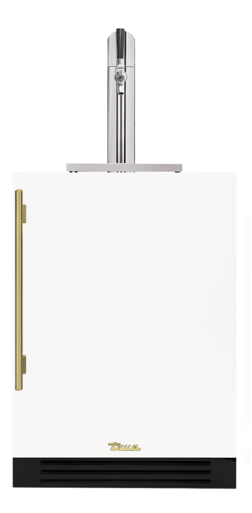 Undercounter Beverage Dispenser, Right Hinged, Matte White, Brass Hardware TUR24BDROPCDSK030H01