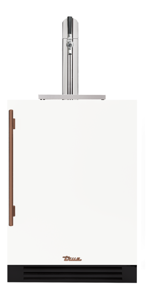 Undercounter Beverage Dispenser, Right Hinged, Matte White, Copper Hardware TUR24BDROPCDSK030H03