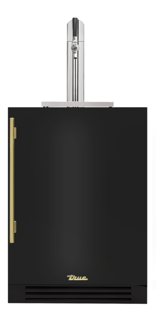 Undercounter Beverage Dispenser, Right Hinged, Gloss Black, Brass Hardware TUR24BDROPCDSK044H01