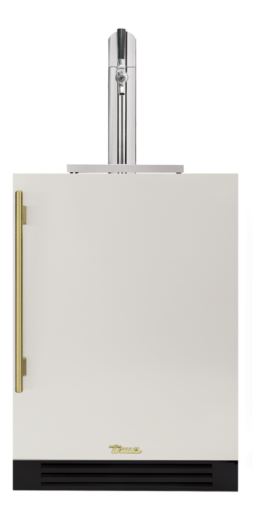 Undercounter Beverage Dispenser, Right Hinged, Antique White, Brass Hardware TUR24BDROPCDSK050H01
