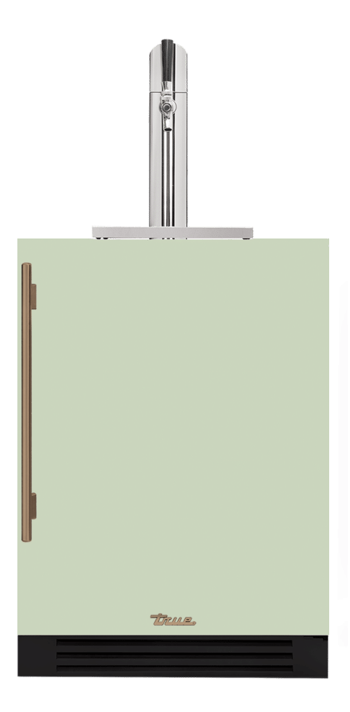 Undercounter Beverage Dispenser, Right Hinged, Sage, Gold Hardware TUR24BDROPCDSK129H08
