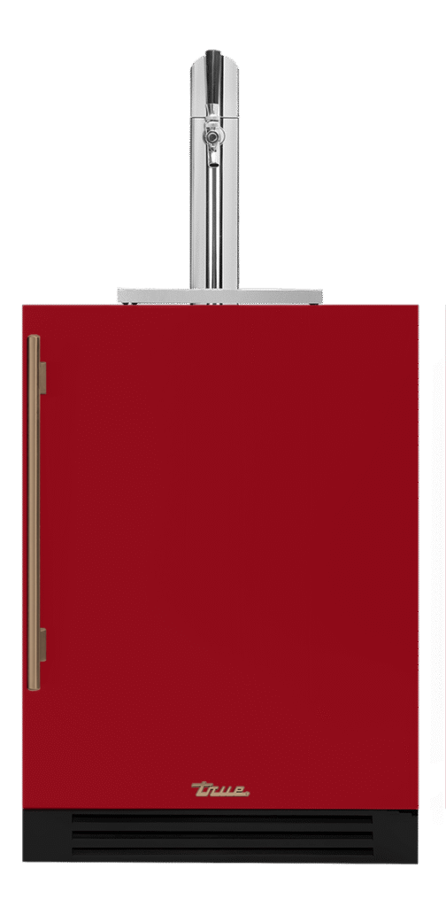 Undercounter Beverage Dispenser, Right Hinged, Crimson, Gold Hardware TUR24BDROPCDSK193H08