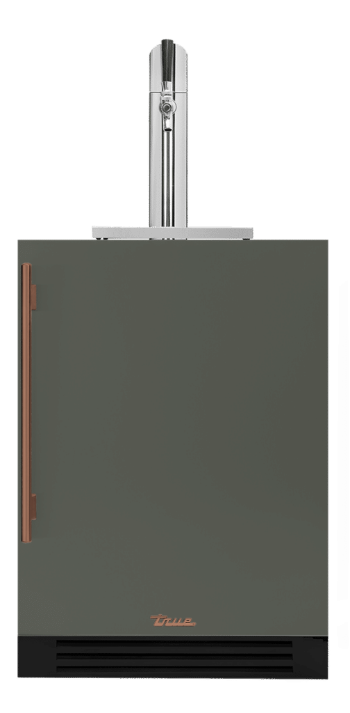 Undercounter Beverage Dispenser, Right Hinged, Olive, Copper Hardware TUR24BDROPCDSK238H03