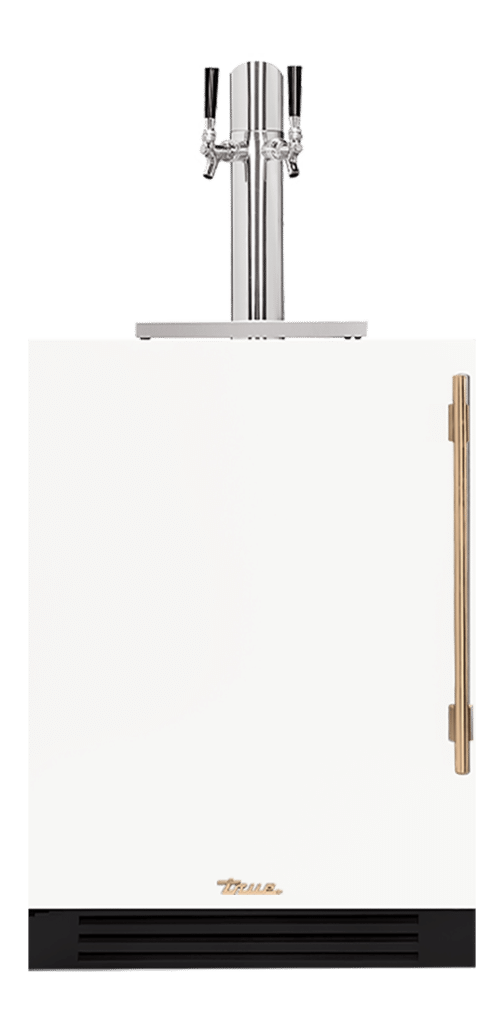 Undercounter Beverage Dispenser, Left Hinged, Matte White, Gold Hardware TUR24DDLOPCDSK030H08