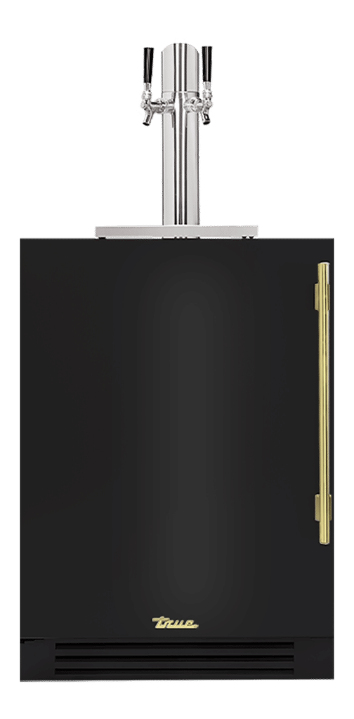 Undercounter Beverage Dispenser, Left Hinged, Gloss Black, Brass Hardware TUR24DDLOPCDSK044H01