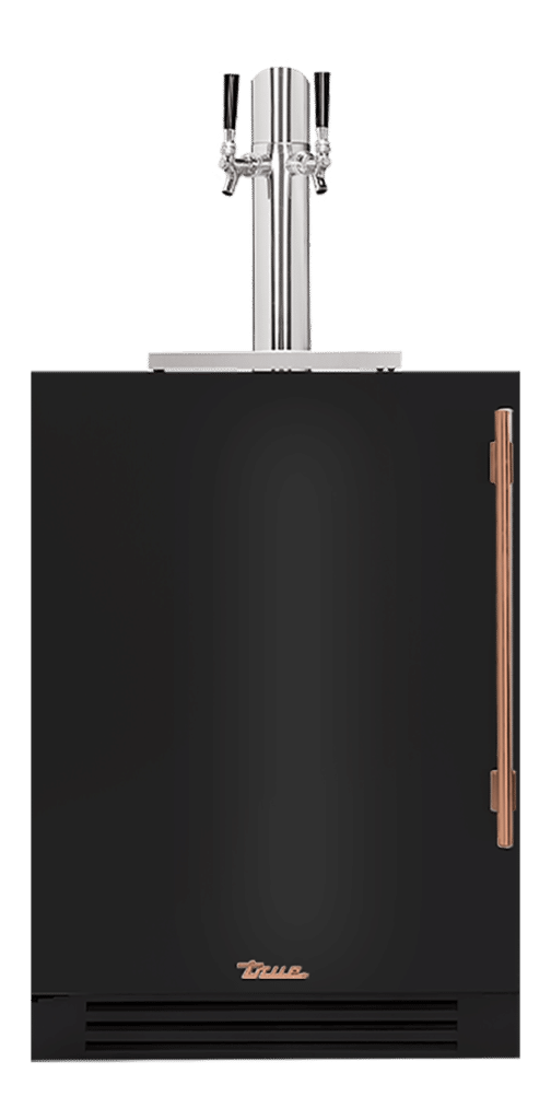 Undercounter Beverage Dispenser, Left Hinged, Gloss Black, Copper Hardware TUR24DDLOPCDSK044H03
