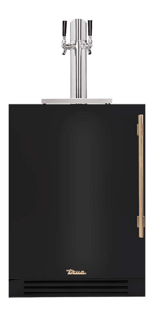 Undercounter Beverage Dispenser, Left Hinged, Gloss Black, Gold Hardware TUR24DDLOPCDSK044H08