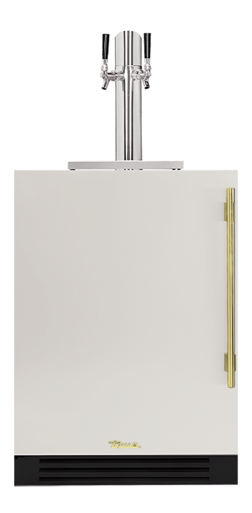 Undercounter Beverage Dispenser, Left Hinged, Antique White, Brass Hardware TUR24DDLOPCDSK050H01