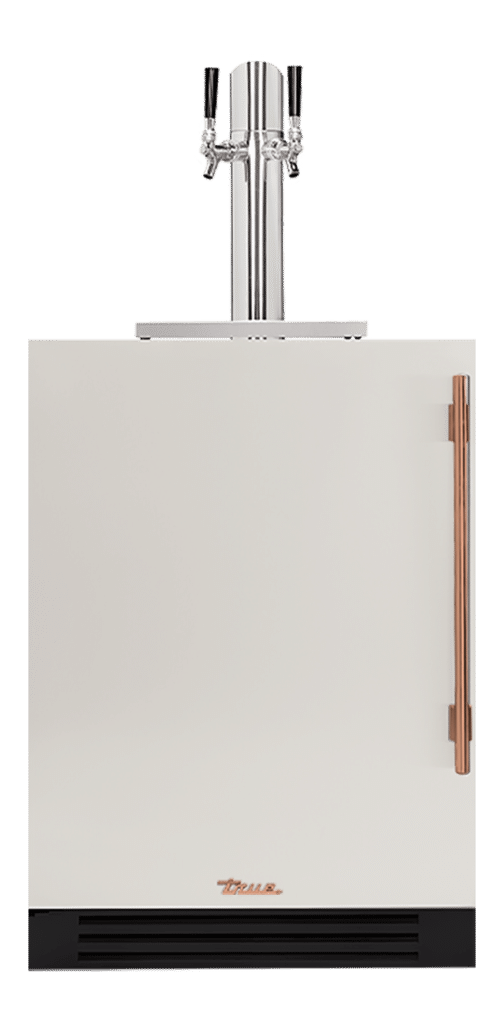 Undercounter Beverage Dispenser, Left Hinged, Antique White, Copper Hardware TUR24DDLOPCDSK050H03