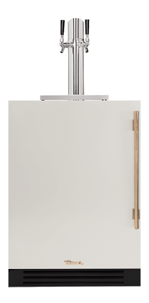 Undercounter Beverage Dispenser, Left Hinged, Antique White, Gold Hardware TUR24DDLOPCDSK050H08