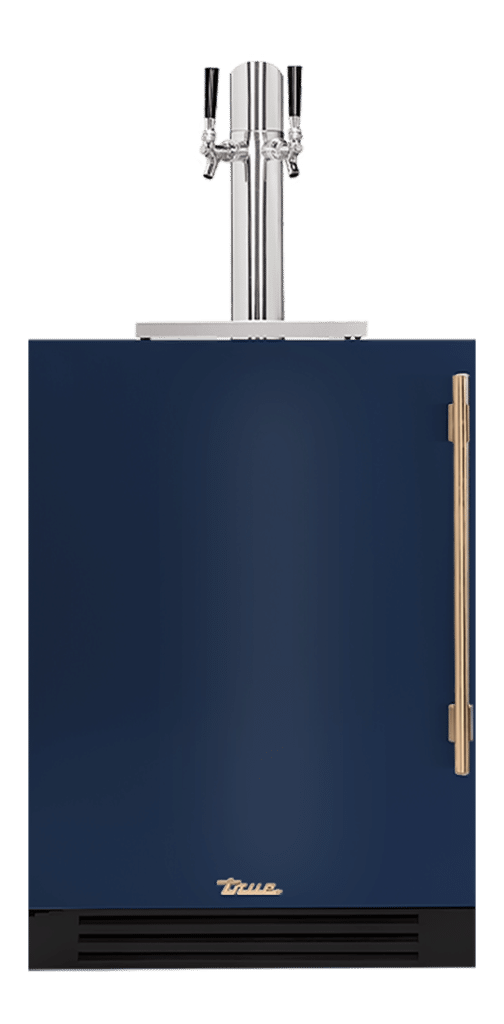Undercounter Beverage Dispenser, Left Hinged, Cobalt, Gold Hardware TUR24DDLOPCDSK078H08