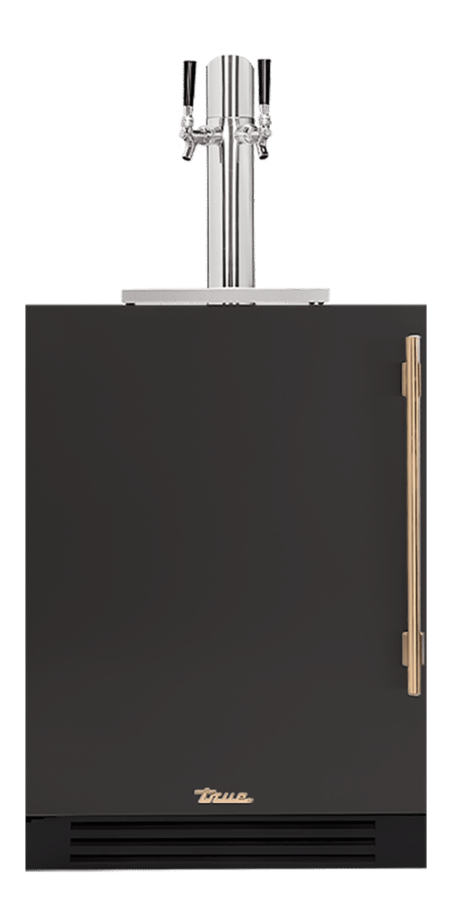 Undercounter Beverage Dispenser, Left Hinged, Ultra Matte Black, Gold Hardware TUR24DDLOPCDSK085H08