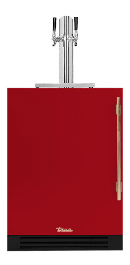 Undercounter Beverage Dispenser, Left Hinged, Crimson, Gold Hardware TUR24DDLOPCDSK193H08